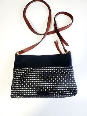 Fossil Black and Brown Dot-Pattern Crossbody Bag ( Leather & Man-Made)